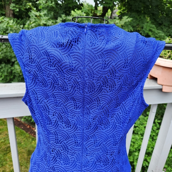 Liz Claiborne Lacey Fully Lined Midi Short Sleeve Dress ALine Silhouette - Picture 5 of 9